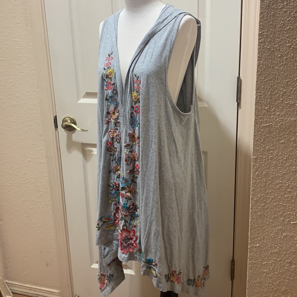 Johnny Was JW Los Angeles Joy Love Light hooded high low cardigan size 1X - Picture 6 of 10
